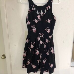 EMPYRE Womens Baby Doll Floral Dress Size S Black Pink Cutout Back FairyCore